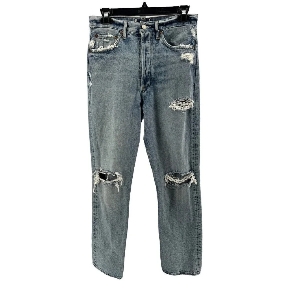 Agolde Women's Distressed 90s High Rise Straight Leg Jeans Size 25